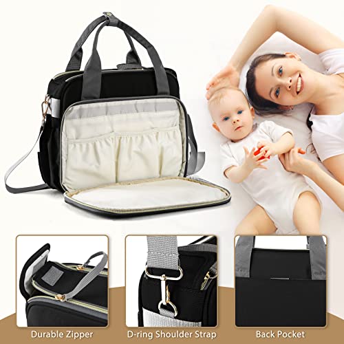 Crossbody Small Diaper Bag, Cute Mini Baby Diaper Tote Bags With Insulated Pockets For Traveling Outdoor Parent, Black #TOP1