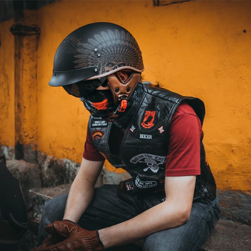 Miniatura 3 de VCOROS - Casco corto para motocicleta con visera, hebilla de liberación rápida, aprobada por la DOT, para hombres y mujeres, Negro, XXL