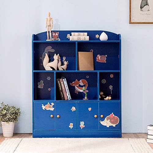 Emall Life Kids Bookshelf and Storage, Childrens Bookcases Displaying Books toys Organizer Shelving Unit for Boys and Girls (Blue)