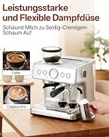 HAUSPROFI Siebträgermaschine mit Mahlwerk, Espressomaschine 15 Bar, Milchaufschäumer, Sichtbares Manometer, 2,8L Großer Wassertank, Kaffeemaschine Espresso für Cappuccino, Latte & Macchiato – Ansicht 6