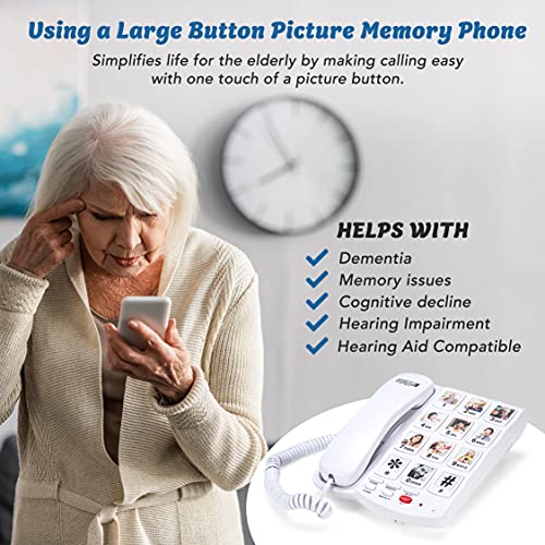 Future Call Fc-0613 Picture Phone For Seniors W/10 One Touch Picture Memory Keys | Dementia Alzheimers Telephones For Seniors | Amplified Telephones For Hearing Impaired Seniors | 40Db Volume Handset #TOP4