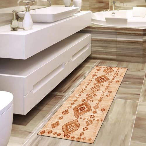Alfombra antideslizante para pasillo larga de 60x280 cm lavable color naranja 4