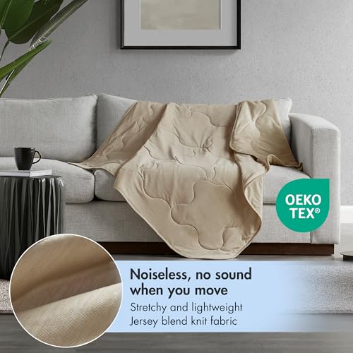 Sharper Image Cooling Touch Down Alternative Throw Blanket, 50 x 60, Tan by Sharper Image - Used condition - Image 4