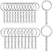 RZKJ-SHOP Porte Clés avec Chaîne Clef Anneaux mousquetons détachables 60 pcs Anneau avec Boucle en Métal Nickelé pour Fabrication Bijoux DIY Artisanat d'art(25/30 mm)