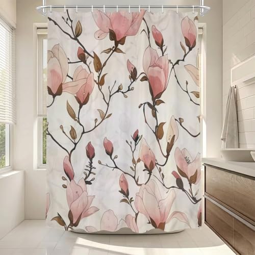 Rideau de douche 160x200cm crème en tissu polyester imperméable