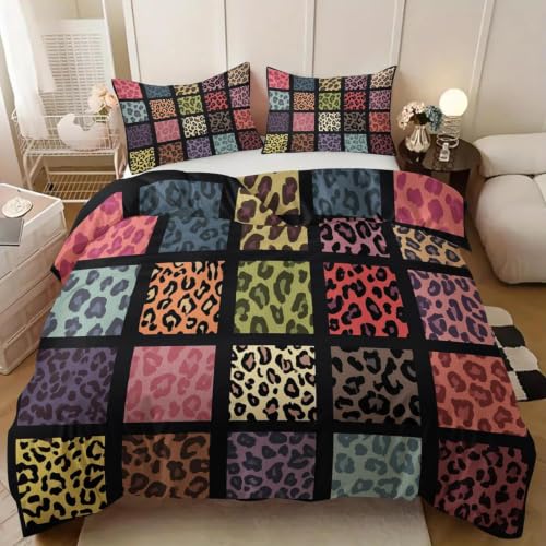 Ensemble de literie en microfibre douce style léopard multicolore - 4