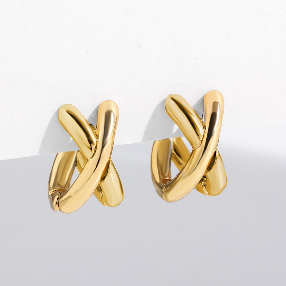 Elegant Gold Earrings for Women Trendy Jewelry with Unique Cross Circular Ring Design Hypoallergenic Stylish Stud Earrings