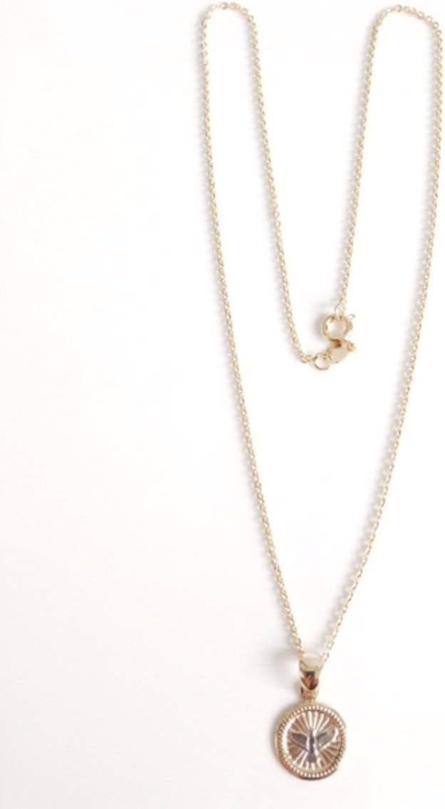 SIFRIMANIA Holy Spirit Medal Necklace 17.2 Inches 18k Gold Plated Chain - Image 5