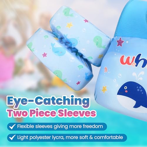 HeySplash Swim Vest for Kids, Toddler Pool Floaties Fit 31-66 Lbs, Children Swimming Vest with Adjustable Strap, Swim Jacket Water Wing Arm Float, Puddle Beach Boat Jumper Boy Girl Age 2-7,Blue Whale