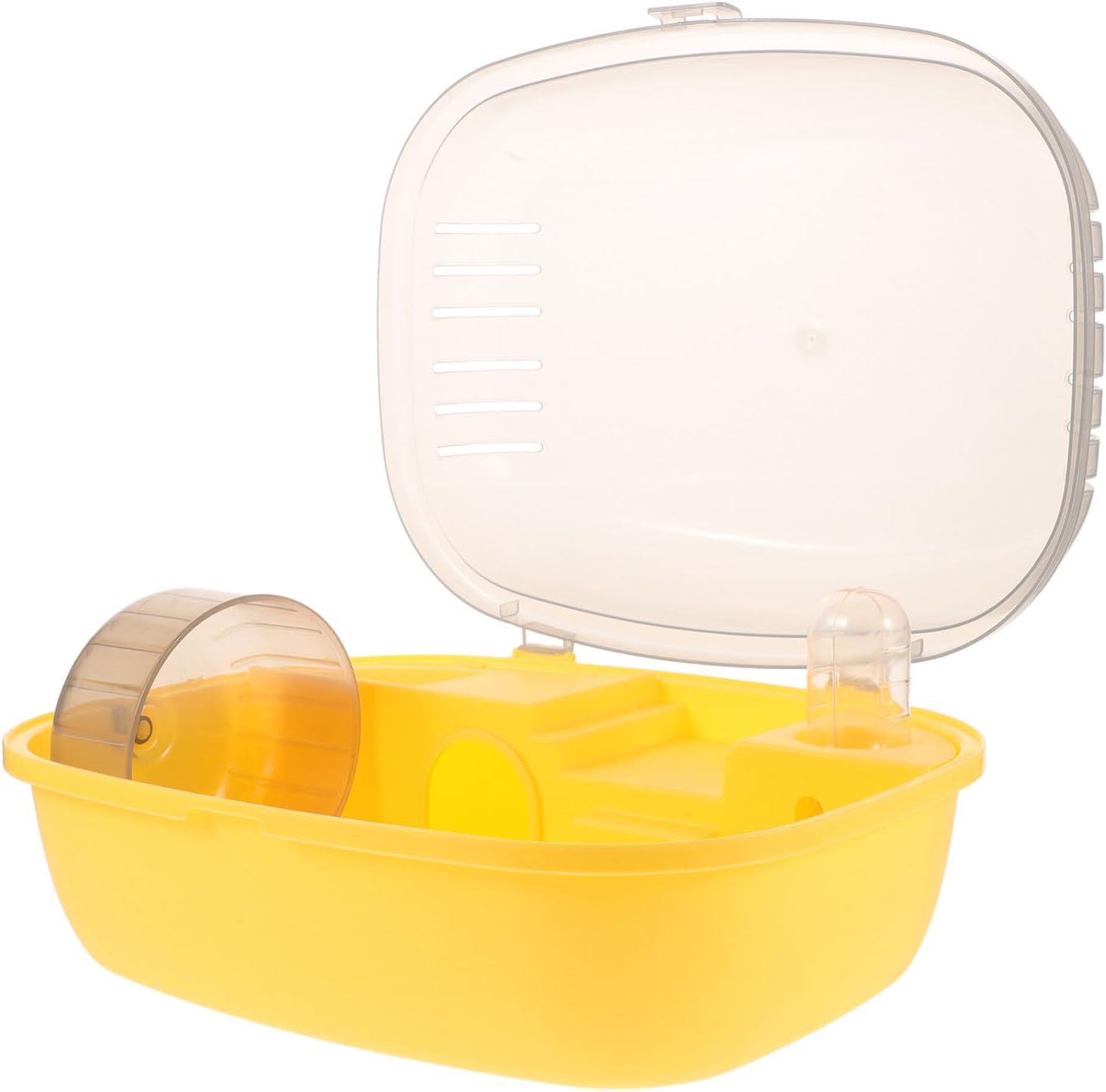 Homoyoyo Small Hamster Cage with Acrylic Skylight, Yellow Luxury Set, Portable Small Animal Carrier for Hamsters, Guinea Pigs, and Chinchillas, Indoor Travel Cage with Water Feeder
