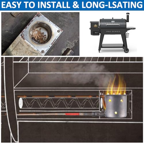 Upgraded Fire Burn Pot Replacement Parts for Pit Boss Pro Series II 1150 1600 Pellet Grills FirePot for Pit Boss PB1150PS2 PB1150PS3 PB1600PS1 Grills Fire Pit Accessories with Screws
