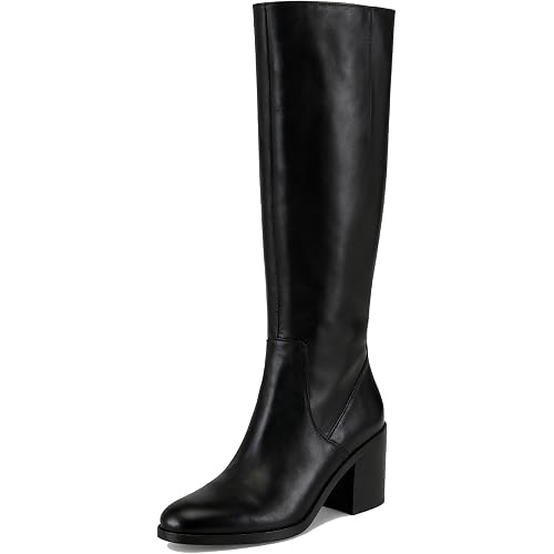 ZJGZF Knee High Boots for Women Round Toe Chunky Heel Tall Leather Boots Side Zipper Comfortable Fashion Long Shoes