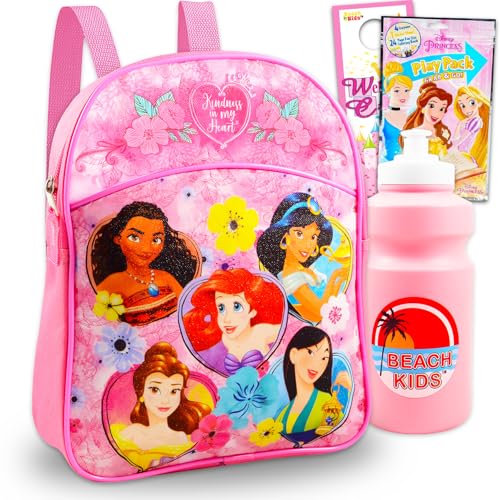 Disney Princess Mini Backpack for Kids - Bundle with 11" Small Bag for Girls Plus Water Bottle, Play Pack, More | Disney Princess Backpack Purse for Kids, Toddlers
