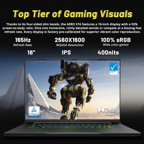 Image of GIGABYTE AERO X16 16 inch WQXGA 165Hz Gaming Laptop, AMD Ryzen AI 9 HX 370, 32GB DDR5, 3TB Storage(2TB SSD+1TB Docking Station Set), NVIDIA GeForce RTX 5070, 1-Zone RGB Backlit Keyboard, Win 11, White