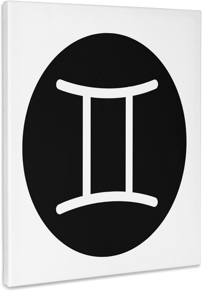 3dRose, Gemini, picture of Horoscope sign Gemini on black and white background, Museum Grade Canvas Wrap 16x20