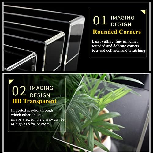 tonchean Acrylic Display Stand 5pcs Clear Acrylic Display Risers Shelf Jewelry Display Riser Shelf Cosmetic Display Rack for Displays Pop Figures Candy Dessert Table Decorations