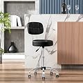 Rolling Swivel Stool Chairs with Back Wheels Height Adjustable PU Leather Massage Chairs Round Stools with Wheels for Medical Clinic Salon Home Office Hobby Desk Black