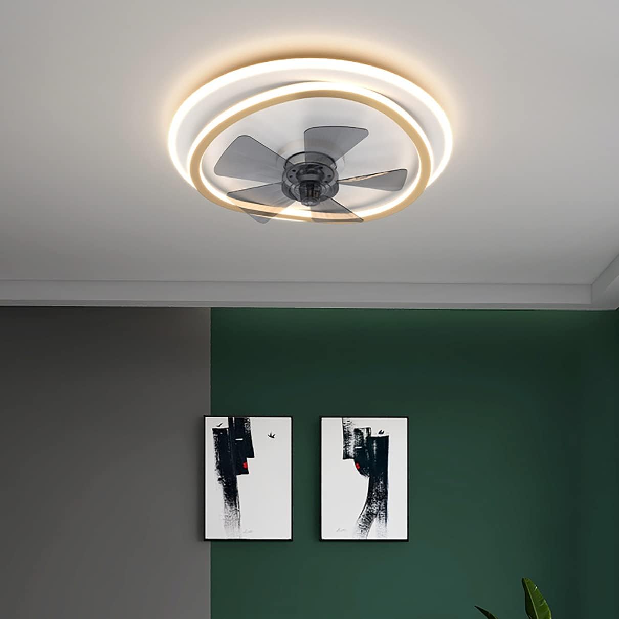 YUEGOO Reversible Ceiling Fan with Light and Remote Control Silent 6 Speeds Bedroom Dimmable Led Fan Ceiling Light 72W Modern Living Room Quiet Ceiling Fan Light