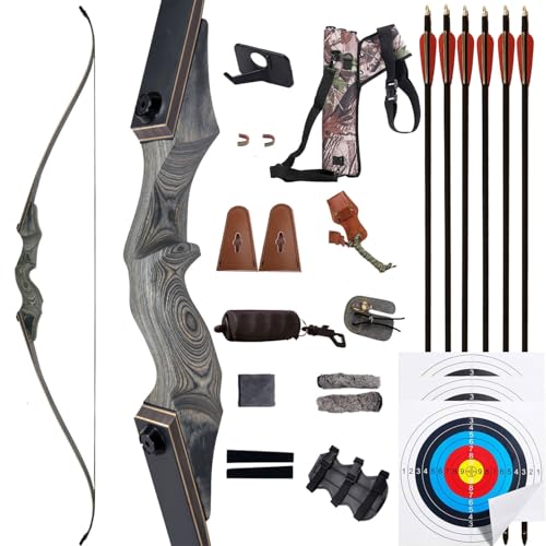 FUNTRESS 60" Takedown Recurve Bow 20-60Lbs Hunting Bow and Arrow Set for Right and Left Hand (30Lbs, Right Hand) by FUNTRESS - Used condition - US$93.61