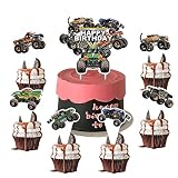 25pcs monster truck Birthday Party Supplies,The monster truck Birthday Party Cupcake Toppers for Kid