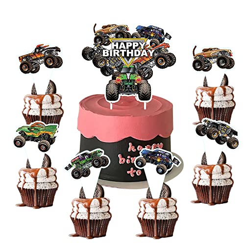 25Pcs Monster Truck Birthday Party Supplies,The Monster Truck Birthday Party Cupcake Toppers For Kids Gift Birthday Party Favors #TOP13