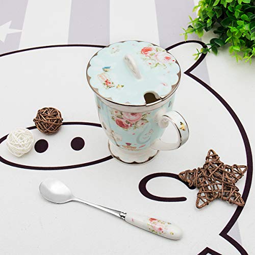 Fine Bone China Teacup Sets Vintage Coffee Mug Floral Teacups With Lid And Spoon Gift For Mother's Day Women Mom #TOP3