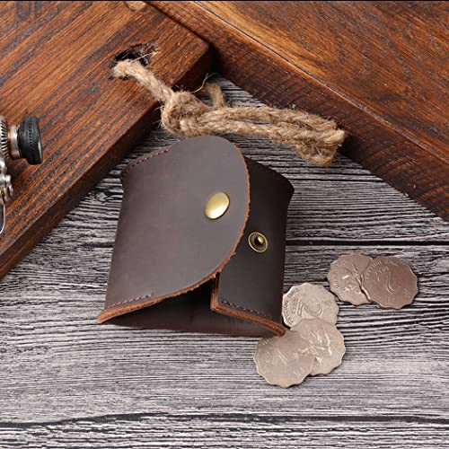 Genuine Leather Squeeze Coin Purse Pouch Rustic Moon Pocket Coin Case Mini Coin Tray Purse with Leather Snap Button – Dark Brown4