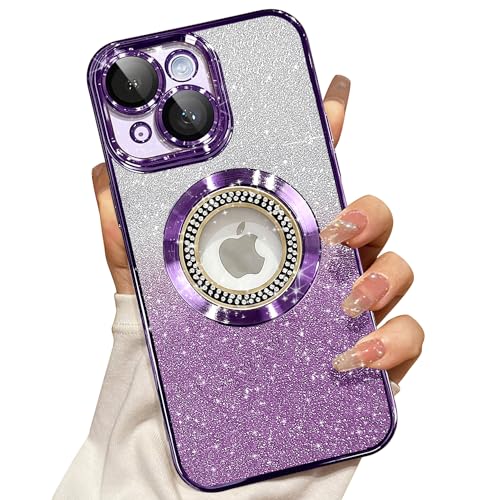 Image of Misscase for iPhone 15 Plus Magnetic Glitter Case Compatible with MagSafe, Full Protection, Slim, Shockproof, Anti-Scratch Case, with Camera Lens Protector, Dust-Proof Net for Women