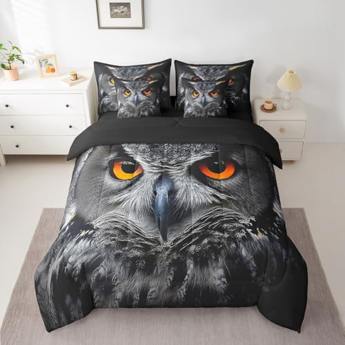 Feelyou Owl 7 Pieces Comforter Sets Boys Girls Twin Size 3D Animal Printed Bedding Set for All Season Ultra Soft Bird Decor Bed Set Includes Comforter, Sheet Set, Pillowcases & Pillow Covers