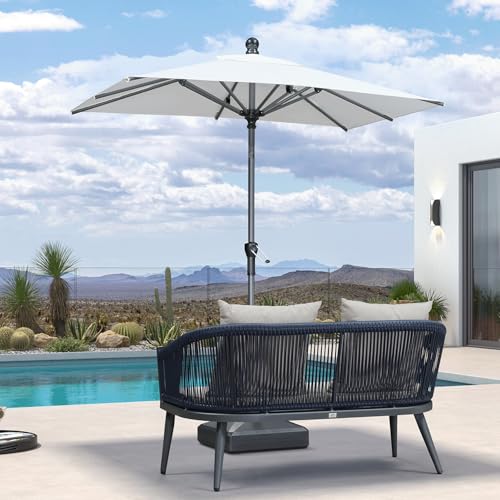 Image of PURPLE LEAF Patio Market Umbrella 6' x 4' Rectangle Dual Tilt White 8 Ribs