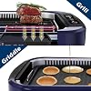 Parrilla Eléctrica para Interiores, CUSIMAX Sin Humo, Azul | con Tecnología Turbo Extractora de Humo, Pantalla LED Inteligente y Temperatura Ajustable, Placas Antiadherentes Desmontables 5