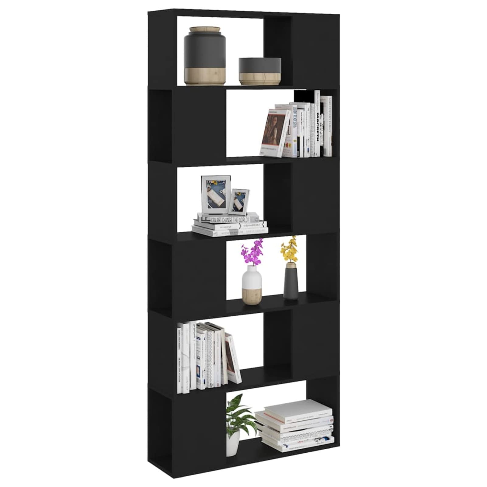Mogou Regały Przestrzeń Przestrzeń, Biblioteka Stanteria, Książki Półka, Stołówka Wysoka, Stojaki Schody, Półki Pokój Młodzieżowy, płyta wiórowa Czarny 80x24x186 cm