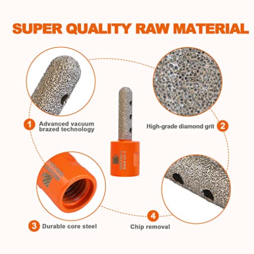 Diamond Finger Milling Bits,Brschnitt 3/8 Inch 10Mm Dry Core Drill Bit With 5/8-11 Thread For Enlarging Shaping Existing Holes Of Porcelain Tile Ceramic Marble Granite Countertop #TOP5