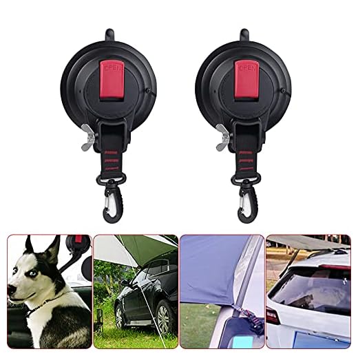 2 piezas de anclaje de ventosa, gancho de sujeción de ventosa, carga máxima de 50 kg para toldos laterales de coche, tiendas de campaña, accesorios de lona para acampar