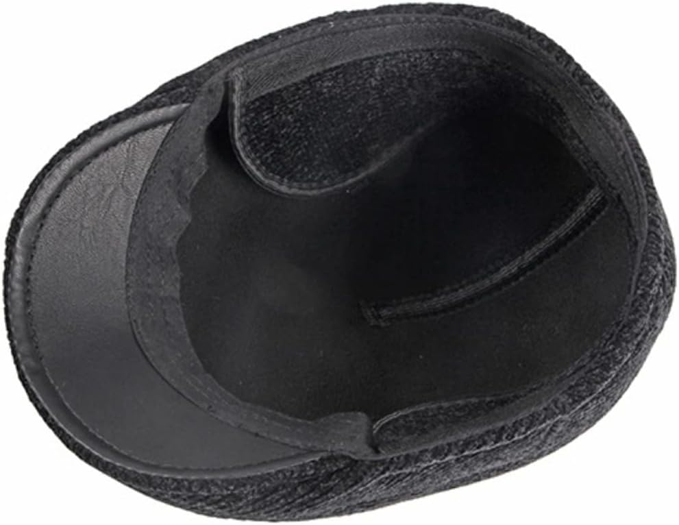 VIDI Beret Cap Men Winter Hat Ivy Newsboy Flat High Thick Warm Knitted Male Black Earflap Berets