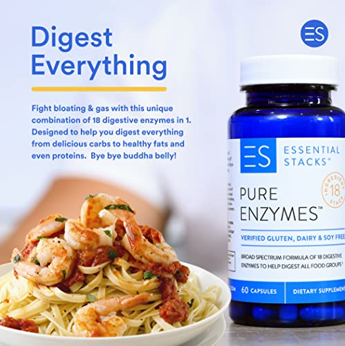 Essential Stacks Beat Bloating Bundle - Digestive Enzymes (60 Ct) & Betaine Hcl With Pepsin (120 Ct) #TOP4