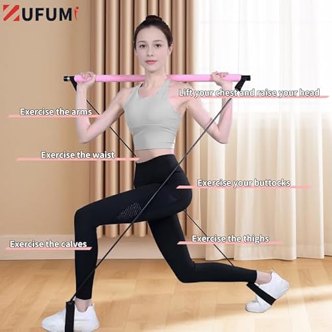 Pilates Bar Kit with Resistance Bands - Multifunctional Pilates Equipment for Women & Men Home Gym Pilates Yoga