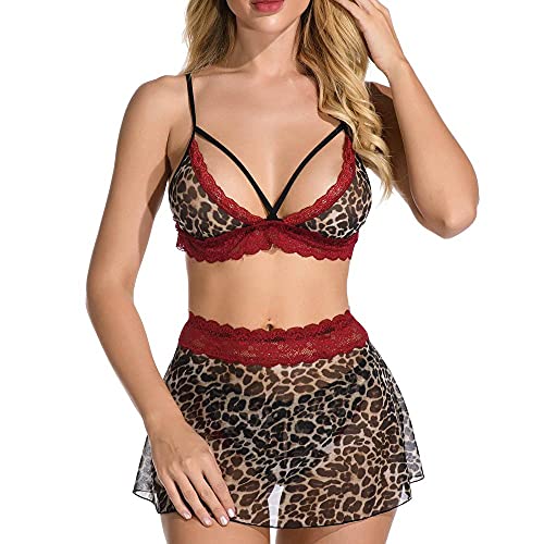 Ensemble de lingerie sexy en dentelle léopard haute finition