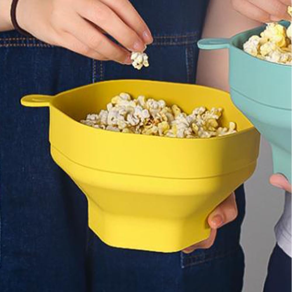 Microwave Silicone Popcorn Popper, Foldable Bowl with Handle