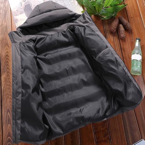 Oanviso Hombres Chaquetas de Abrigo con Capucha Casual Chaqueta de Plumas Corto Abrigo Cremallera de Invierno Manga Larga Down Jacket A Vino Tinto L - imagen 4