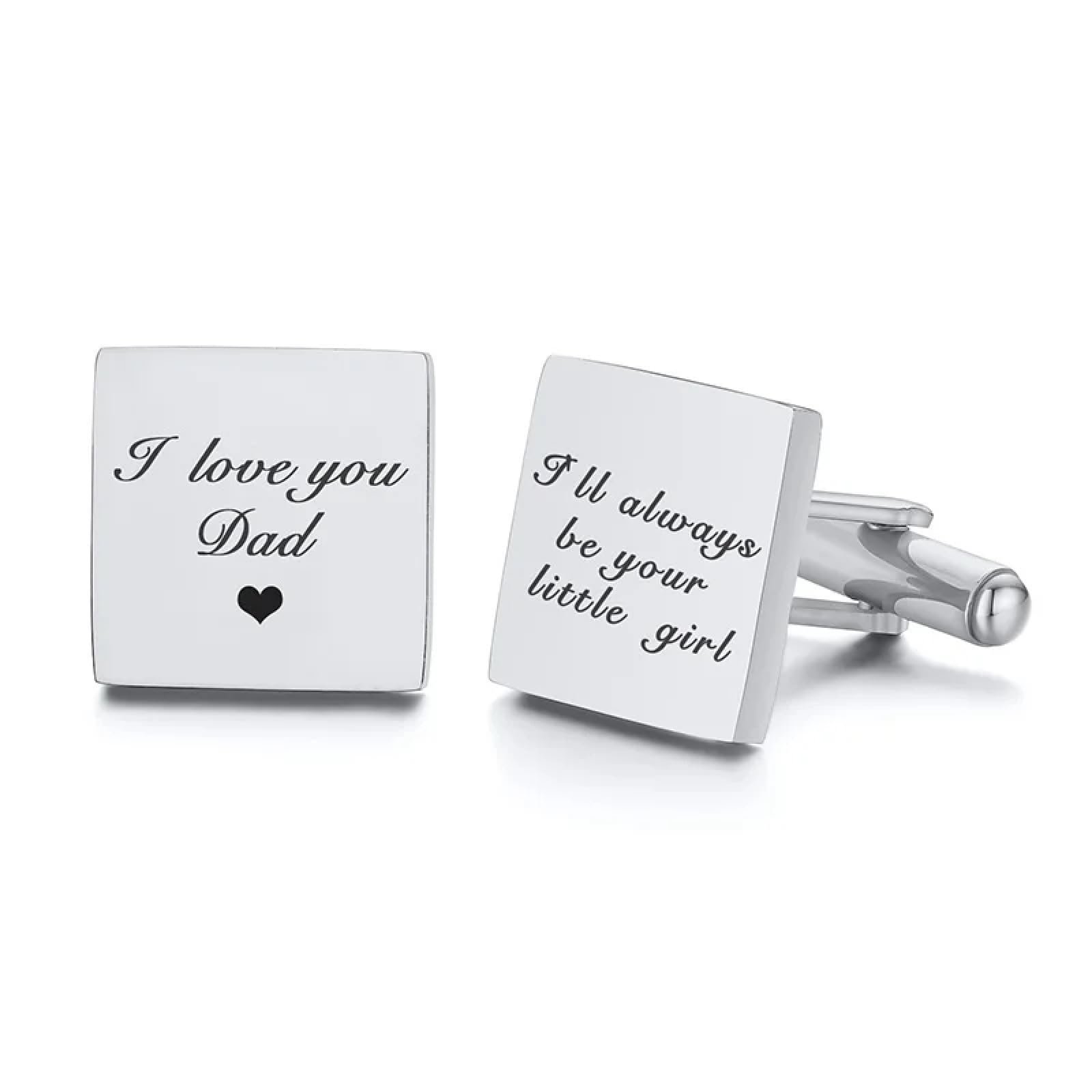 WIVCOMD Gemelos Personalizados Para Hombre,Camisa Cuadrada Con Botón De Puño Regalos De Boda Personalizados Gemelos Para Hombre Para Papá Novio Boda Graduación Regalos Del Día Del Padre