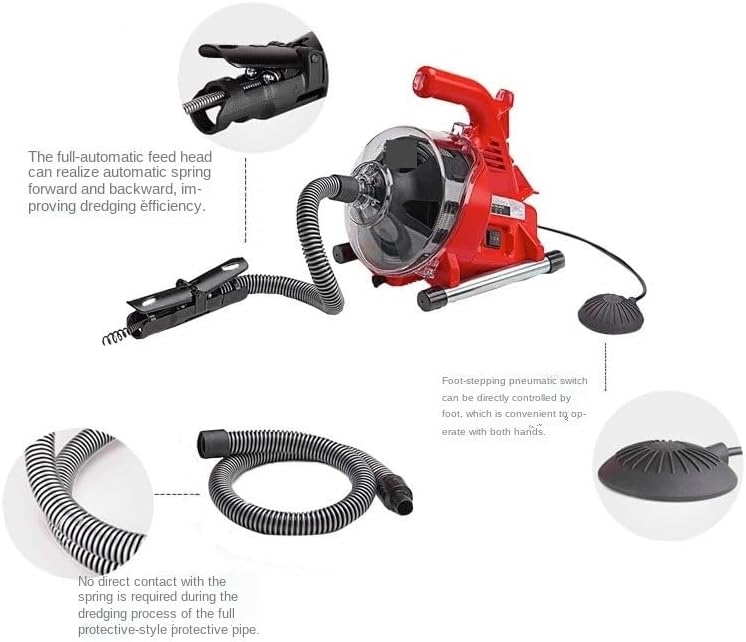 Electric Sewer Pipe Dredging Machine Toilet Kitchen 19-28MM Cleaning Dredger Drain Cleaner 120W with High Efficiency