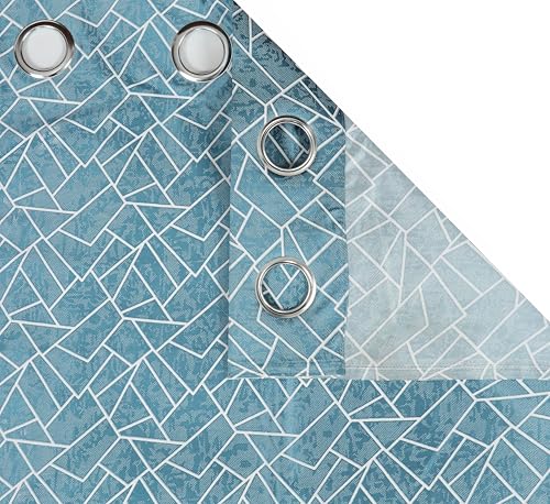 Image of Room Darkening Curtains for Door & Windows, Living Room, Bedroom, Eyelet, Parda, Printed, Pack of 2, Teal Blue, 4 x 8 Feet