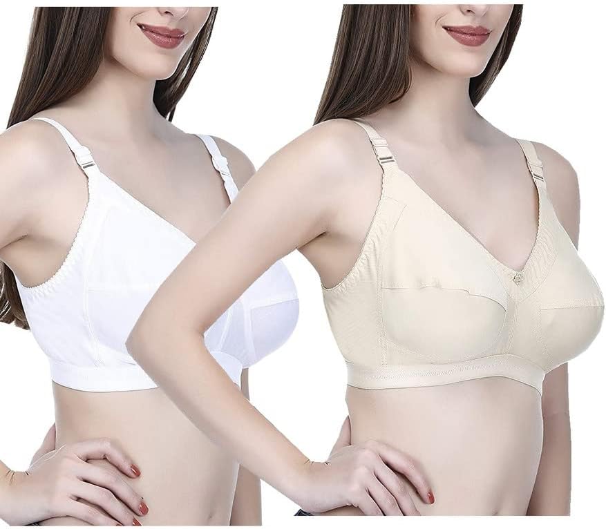 Kamison Full coverage B C D Cup Bra for Women cup Non-Padded Wirefree High Coverage Bra (Pack of 2)