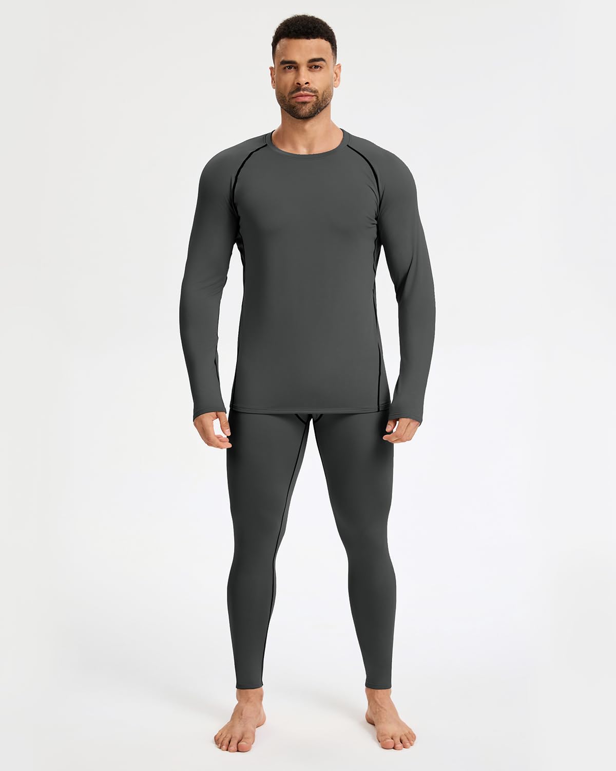 4 Pack Thermounterwäsche Herren Winter Innenfleece Funktionsunterwäsche Langarm Skiunterwäsche Herren Atmungsaktiv Thermo Oberteil Funktionsshirt