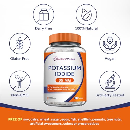 Doctor's Recipes Potassium Iodide 65 mg, Made in The USA, Dietary Supplement, 90 Tablets, KI Pills, YODO Naciente, 3 Month Supply — view 4