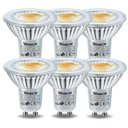WSMCN GU10 LED Bulbs 6W, Warm White 2700K 565lm, 75W Halogen Bulb Equivalent, Energy Saving Light Bulbs, PAR16 Spotlight Bulb