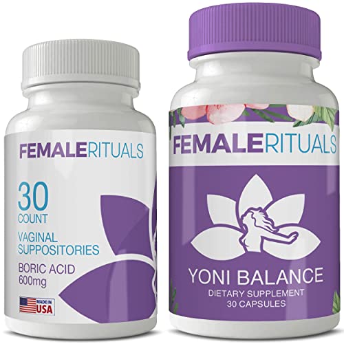 Female Rituals – Yoni Detox Bundle – Vaginal Moisturizer Boric Acid Suppositories for PH Balance – Bad Odors and BV Yeast Infection Treatments – Feminine Hygiene Products – Yoni Pops