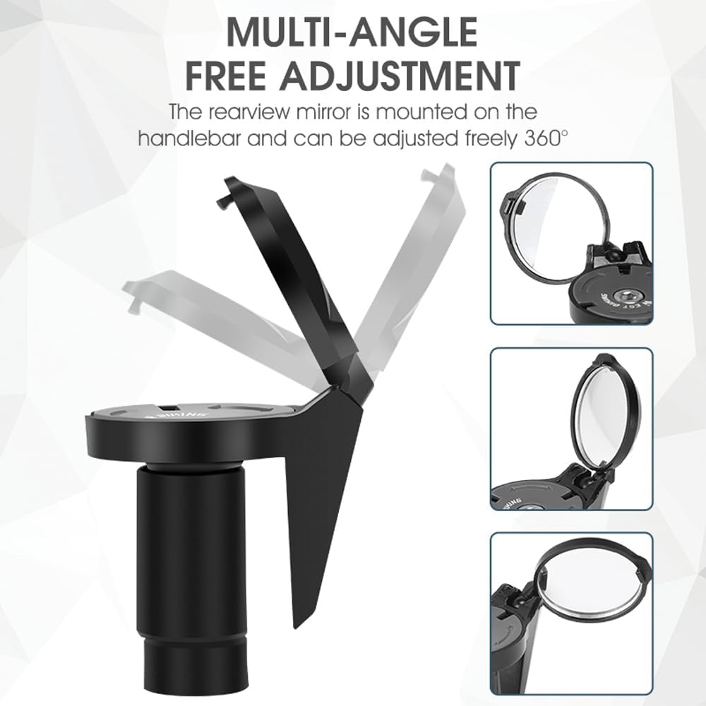 Bicycle Rearview Mirror Adjustable Bicycle Handlebar Mirror Bicycle Mirrors For Handlebars Cycling Accessory Bicycle Handlebar Plug Rearview Mirror Bike Rearview Mirror Cycling Accessory - Image 8