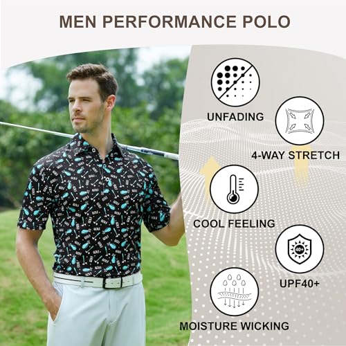 Image of Damipow Premium Golf Shirts for Men Dry Fit Performance Polo Short Sleeve Collared Shirt